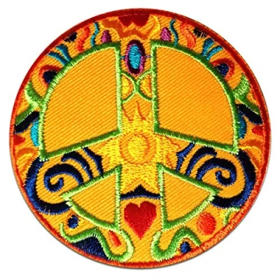 Immagine di Peace Pace giallo Toppe termoadesive Patch Toppa ricamate, misura: 7,5 x cm