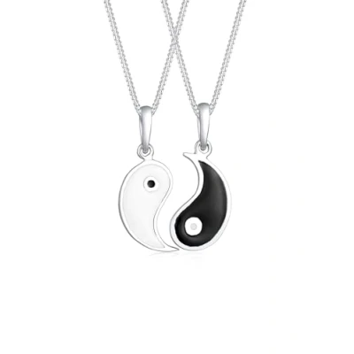 Immagine di Elli Collana Donne Ciondolo Yin e Yang Partner Connessione Spirituale con Smalto in Argento Sterlino 925