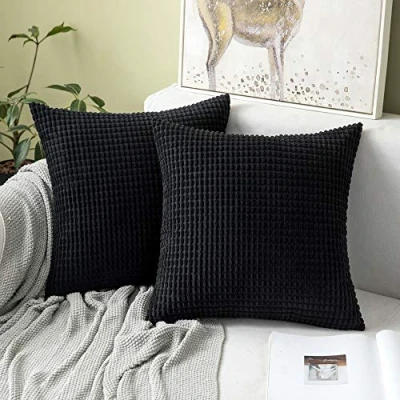 Immagine di MIULEE Copricuscini Letto Matrimoniale Federe per Cuscini Tinta Unita con Cerniera Invisibile Morbido Elegante Cameretta Ufficio Salotto 2 Pezzi Nero 40X40 CM