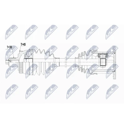 Immagine di NTY NPW AU 029 Albero motore / Semiasse Assale anteriore Sx 598 AUDI: A4 B7 Avant, B6 B6/B7 Cabrio