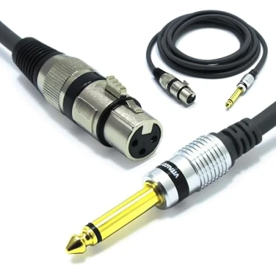 Immagine di VITALCO XLR Femmina a Jack 6.3mm Mono Cavo per Microfono 3m AUX 6.3 TS Audio 3 Pin Connettore Adattatore
