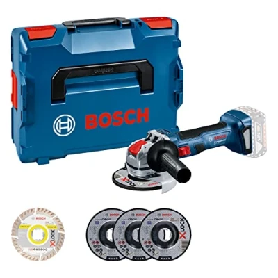 Immagine di Bosch Professional 18V System Smerigl. angolare a batt. GWX 7 (Ø mola di 125 mm, potenza 700 W, con attacco X LOCK, incl. Set 5 mole da sbavo e taglio, in L BOXX) Amazon Exclusive