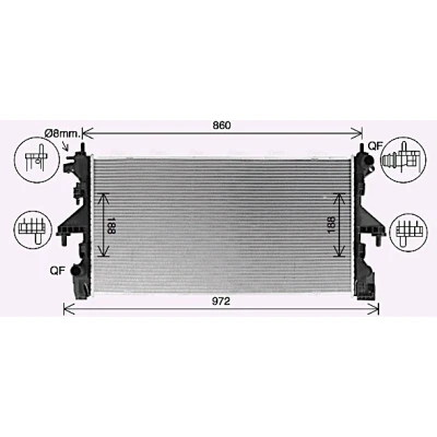 Immagine di PRASCO FT2481 Radiatore motore Alluminio 780 396 32 con giunti rapidi Alette di raffreddamento saldate FIAT: Ducato III Van