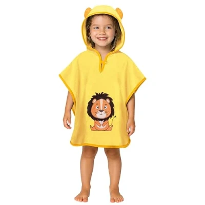 Immagine di LAYNENBURG Asciugamano da bagno bambini cappuccio 100% cotone OEKO TEX bambino Ragazzi Ragazze telo mare poncho spugna 1 3 anni/Leone