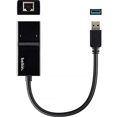 Immagine di Belkin B2B048 Adattatore da USB a 3.0 Gigabit Ethernet, Compatibile con Nintendo Switch, Colore Nero