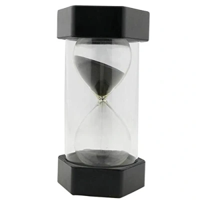 Immagine di EQLEF 16cm Clessidra, 30 Minuti Clessidra Bambini Timer di Sabbia Orologio per Classe Cucina Giochi Ufficio Decorazione (Nero, Minuti)