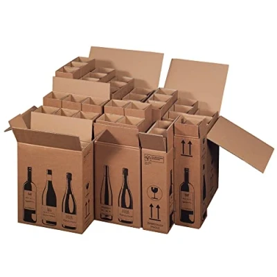 Immagine di karton billiger Scatola di spedizione per bottiglie vino, certificato PTZ, DPD, Hermes, UPS certificato, 8 misure 1 12 (f. 3 bottiglie, 10)