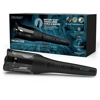 Immagine di REVAMP Hollywood Wave Arricciacapelli in Ceramica con Rotazione Automatica Ionico per Onde e Ricci, Styler Rotante Capelli Lisci Ondulati, Perfetto Tutti i Tipi di