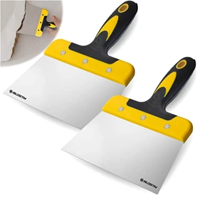 Immagine di BLOSTM 17,8 cm raschietto strumento confezione da 2 carta parati per stucco con lama flessibile in acciaio molle larga 175 mm, impugnatura morbida e comoda pezzi