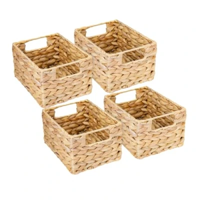 Immagine di HMF Cesto portaoggetti intrecciato in giacinto d&#039;acqua, set da 4 pezzi, misura S, 22 x 17 12 cm