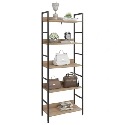 Immagine di WOLTU Libreria per Studio Ufficio Scaffale 5 Ripiani Mensole in Legno Fioriera Porta Piante RGB9303she