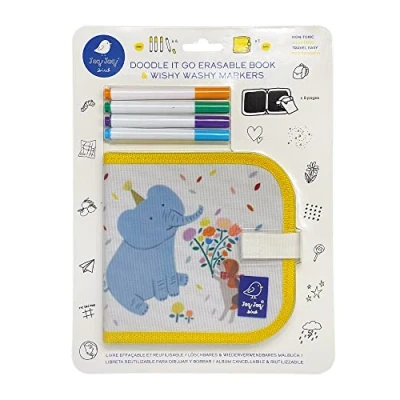 Immagine di Jaq Bird 1108077 Mini libro da colorare a gesso, con 4 pennarelli Wishy Washy, per bambini dai 3 anni in su, riutilizzabile, casa e viaggio