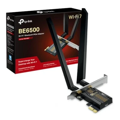 Immagine di TP Link Archer TBE400E PCIe Scheda WiFi BE6500Mbps 7, Bluetooth 5.4, WPA3, MU MIMO, OFDMA, PC Fisso, Supporta Windows 11