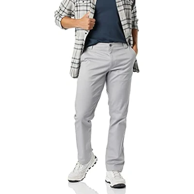 Immagine di Amazon Essentials Pantaloni da Lavoro Aderenti Elasticizzati Resistenti A Macchie E Pieghe Uomo, Grigio Chiaro, 30W / 32L
