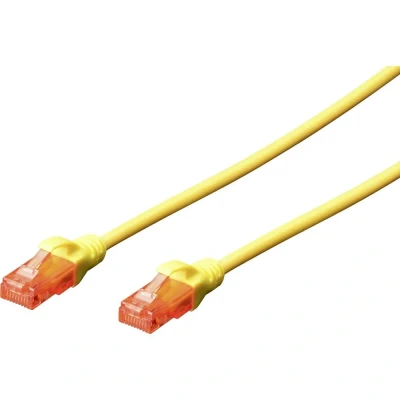 Immagine di Digitus DK 1617 100/Y RJ45 cavo di rete, patch CAT 6 U/UTP 10.00 m Giallo Ritardante fiamma, Privo alogeni, tondo, coppie intrecciate, non schermato