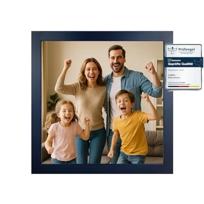 Immagine di CABBEL cornice portafoto 25 x cm, in MDF, vetro acrilico infrangibile, colore nero, confezione da 1 quadrata appoggiare o appendere, moderna e stabile