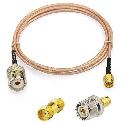 Immagine di Superbat SMA a SO239 Cavo (RG316 1 m), maschio femmina UHF + 2 adattatori UHF, adattatore per applicazioni RF/CB radio/radio radio/walkie talkie