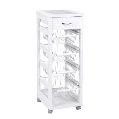 Immagine di LIBEROSHOPPING.eu LA TUA CASA IN UN CLIK Carrello SALVASPAZIO portafrutta e cassetti (Bianco)