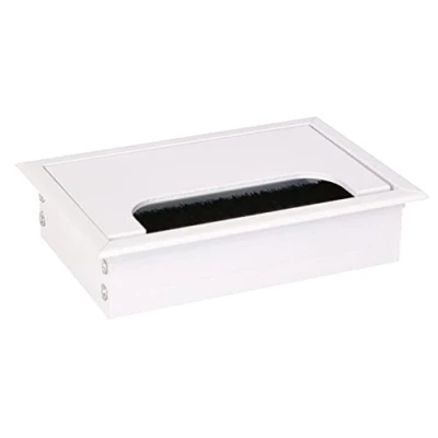Immagine di KOTARBAU® passacavo in alluminio, 120 x 80 mm, per mobili, colore bianco, rettangolare anodizzato