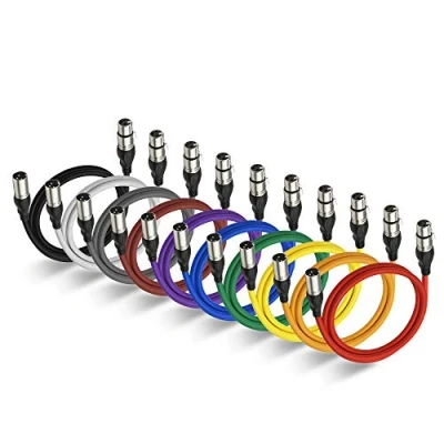Immagine di NUOSIYA 1M Cavo XLR Bilanciato 10 colori,Professionale microfono maschio a femmina 3 pin, per registratore da studio, microfono, sistema di altoparlanti