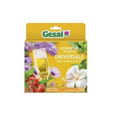 Immagine di GESAL Nutrimento in Gocce Universale, Per Piante Verdi e Fiorite, Casa Balcone, Pronto all’uso, 150 ml (5 Fiale da 30 ml)