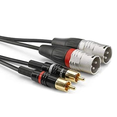 Immagine di Sommer Cable Basic+ HBP M2C2 / 2 x XLR 3 pol Male Hicon RCA/Cinch Hicon, cavi di collegamento 0,6m Nero