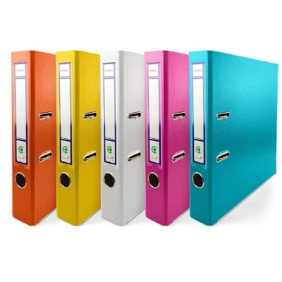 Immagine di Netuno 5 raccoglitori cartone grandi A4 dorso cm arancione giallo bianco rosa turchese registratori con anelli archivio quaderni ad colorati