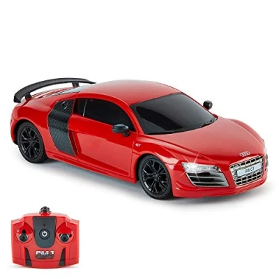 Immagine di CMJ RC Cars AUDI R8 GT, auto telecomandata con licenza ufficiale luci di lavoro, radiocomandata per ragazzi e ragazze Giocattoli scala 1:24, 2,4 Ghz Gareggia insieme a più 10 (rosso)
