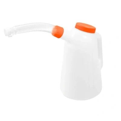 Immagine di NEO TOOLS caraffa di riempimento con beccuccio flessibile e coperchio 1 3 l misuratore/caraffa per olio ecc., colore bianco scala cambio olio, infrangibile, auto, officina, PE