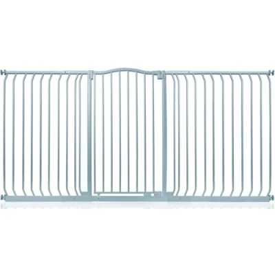 Immagine di Safetots Cancelletto di Sicurezza Extra Alto con Parte Superiore Incurvata, 188cm 197cm, Grigio Opaco, 100cm Altezza, Montaggio a Pressione per Scale, Barriera
