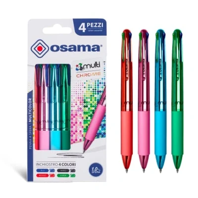 Immagine di 4Multi Penna Cromata Color Sfera. Confezione 4 pezzi