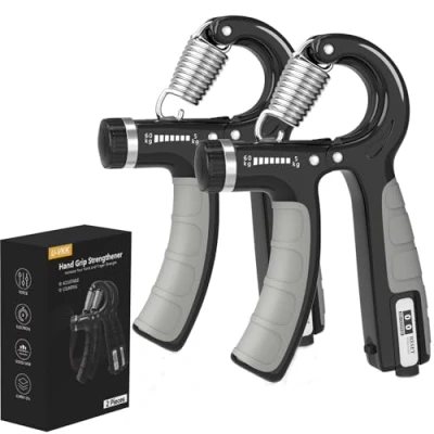 Immagine di U VKK Hand Grip,5 60 kg Allenamento Avambraccio, Avambracci Attrezzi con funzione di conteggio, Trainer Gripper Resistenza Regolabile per Della Forza, Pinza Mano Contatore Grigio