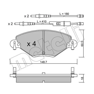 Immagine di METELLI 22 0331 0 Kit pastiglie freno Con contatto segnalazione usura CITROËN: C5 I Station Wagon, Hatchback, II Hatchback