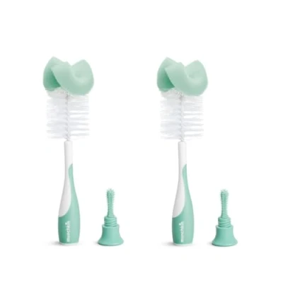 Immagine di Munchkin Set di spazzole 2 in 1 per la pulizia biberon e spugnette biberon, morbide riutilizzabili, con spazzola tettarella integrata, lavabili lavastoviglie, confezione da 2, salvia