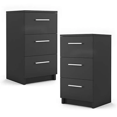 Immagine di Vicco comodini camera da letto, Nero, 38 x 66 cm Set di 2