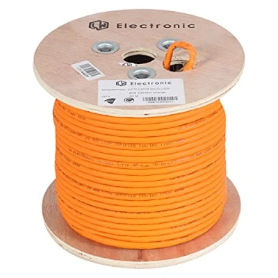 Immagine di LW Electronic 50m Cavo Ethernet CAT 7A di Alta Qualità Senza Alogeni PoE BauPVO Rete con Schermatura S/FTP PIMF 1200 MHz 4x2xAWG23 LSZH LAN, Dati, Arancione