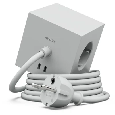 Immagine di Avolt Multipresa Cube USB C Le Prime Prese Di Design al Mondo 3 e 2 Porte Piede Magnetico Che Aderisce Quasi Ovunque (Grigio, 1.8m)