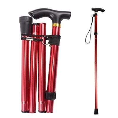 Immagine di Bastone per Anziani Pieghevole, da Passeggio flessibile Pieghevole Floreale Rosso Estensibile donna bastoni camminare Canna di alluminio Regolabile in Altezza