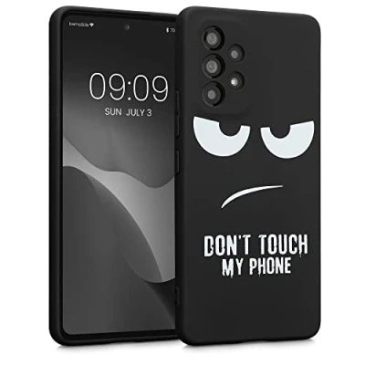 Immagine di kwmobile Cover Compatibile con Samsung Galaxy A53 5G Custodia in Silicone TPU Protettiva Soft Case Don&#039;t touch my phone bianco/nero