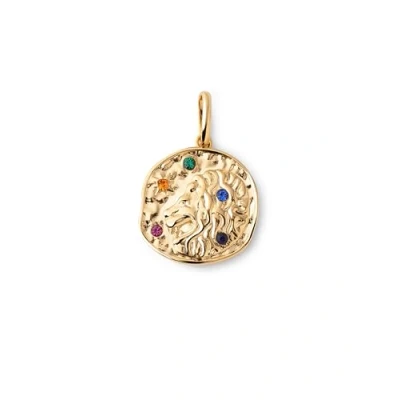 Immagine di SINGULARU Charm Organic Colors Zodiaco. Ciondolo in Ottone con Finitura Placcata Oro 18Kt. Combinabile Collana. Gioielli da Donna. Leone