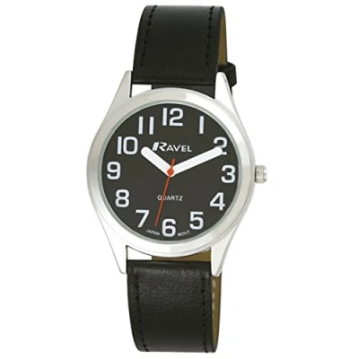 Immagine di Ravel Orologio Unisex Super Audace Cinturino di Aiuto alla vista con Grandi Numeri Quadrante Nero/Colore Argento/Nero