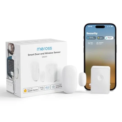 Immagine di Meross Sensore per Porte e Finestre, Incluso Un Hub Meross, Connessione WiFi 2,4GHz, Rilevatore Sistema di Allarme Domotica Intelligente, Compatibile con Apple Home, Alexa, SmartThings