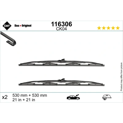 Immagine di Tergicristalli Swf 116306 530, 530mm anteriore Spazzola tergi a staffa per veicolo con guida Sx VOLKSWAGEN: Transporter 4 Bus,