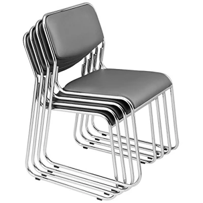 Immagine di pro.tec 4X Sedie per visitatore (Grigie Imbottite)(in Un Set di Risparmio) Sedia conferenza/Sedia/Sedia d&#039;Ufficio/Sedia/Sala d&#039;Attesa