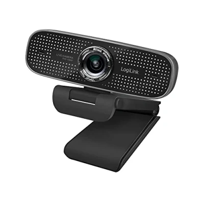 Immagine di LogiLink UA0378 Webcam HD USB per videoconferenza, obiettivo grandangolare a 100, doppio microfono con riduzione del rumore, messa fuoco manuale, videoconferenze e streaming, colore: Nero