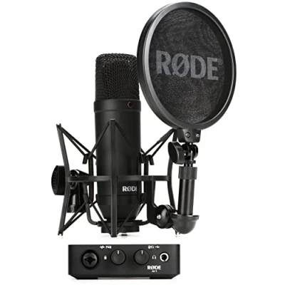 Immagine di RØDE Complete Studio Kit con Microfono a Condensatore da NT1 &amp; Interfaccia Audio AI 1 per Produzione Musicale, Registrazione Vocale, Streaming e Podcasting