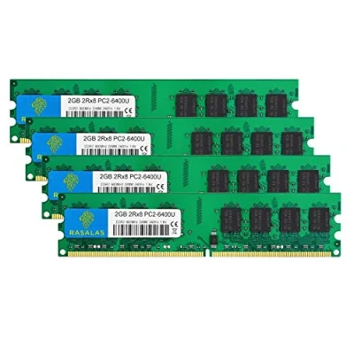 Immagine di Rasalas 4x2GB DDR2 800MHz Dimm 8GB Ram PC2 6400 6400U 800 240 PIN UDIMM 1.8V CL6 Desktop PC Memoria Non ECC Kit