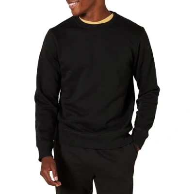 Immagine di Amazon Essentials Felpa Girocollo in Pile (Disponibile nelle Taglie Big &amp; Tall) Uomo, Nero, L