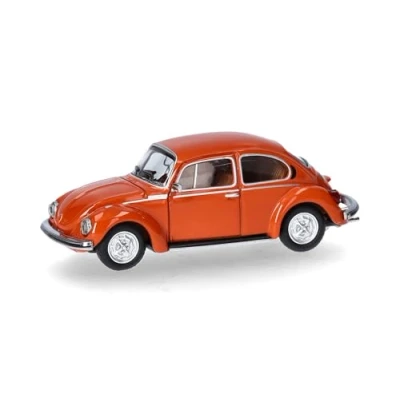 Immagine di herpa Modellino d&#039;auto VW Käfer 1303, arancione brillante, miniatura in scala 1:87, pezzo da collezione, Made Germany, modello plastica