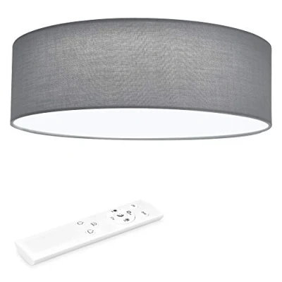 Immagine di Navaris Plafoniera LED Soffitto 12W Rotonda Ø 32 cm Lampadario Camera da Letto e Soggiorno in Tessuto con Telecomando per Controllo Temperatura Colore Grigio Chiaro